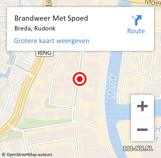 Locatie op kaart van de 112 melding: Brandweer Met Spoed Naar Breda, Rudonk op 20 september 2020 10:36