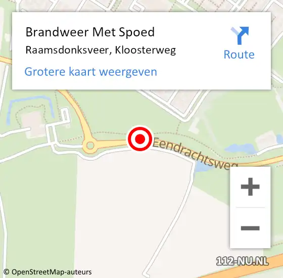 Locatie op kaart van de 112 melding: Brandweer Met Spoed Naar Raamsdonksveer, Kloosterweg op 20 september 2020 11:03