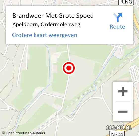 Locatie op kaart van de 112 melding: Brandweer Met Grote Spoed Naar Apeldoorn, Ordermolenweg op 20 september 2020 11:14