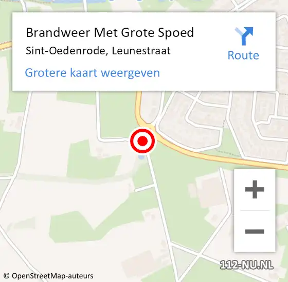 Locatie op kaart van de 112 melding: Brandweer Met Grote Spoed Naar Sint-Oedenrode, Leunestraat op 20 september 2020 12:10