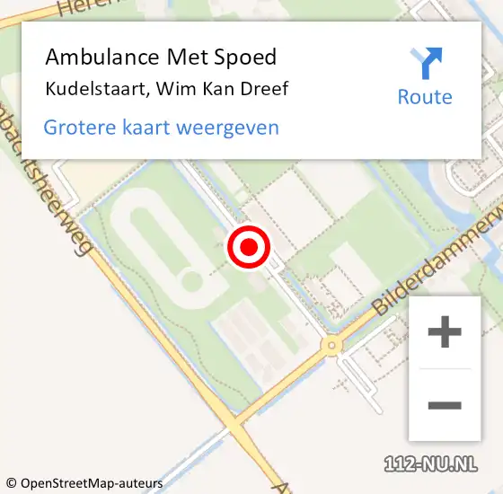 Locatie op kaart van de 112 melding: Ambulance Met Spoed Naar Kudelstaart, Wim Kan Dreef op 20 september 2020 12:12