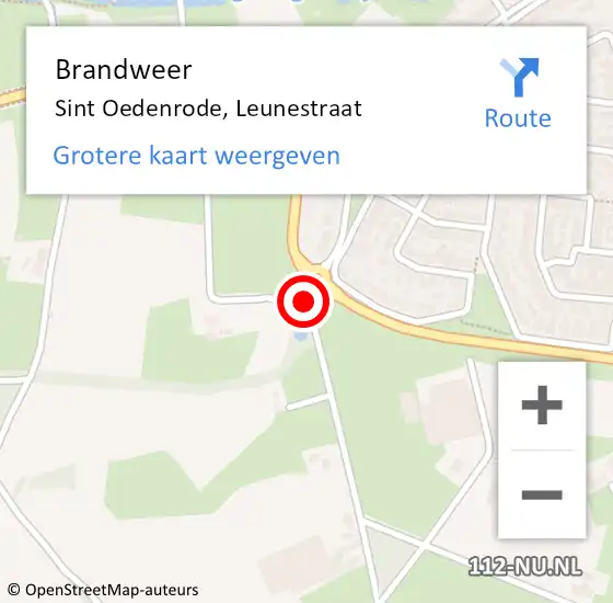 Locatie op kaart van de 112 melding: Brandweer Sint-Oedenrode, Leunestraat op 20 september 2020 12:13