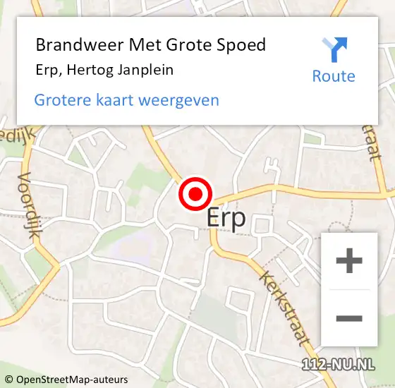 Locatie op kaart van de 112 melding: Brandweer Met Grote Spoed Naar Erp, Hertog Janplein op 20 september 2020 12:56