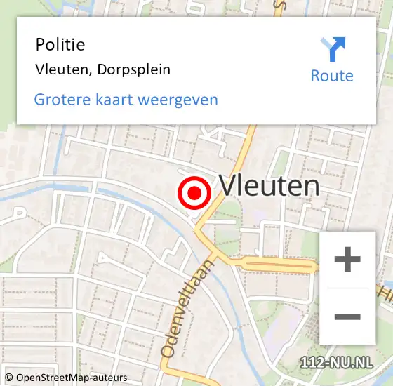 Locatie op kaart van de 112 melding: Politie Vleuten, Dorpsplein op 20 september 2020 13:06