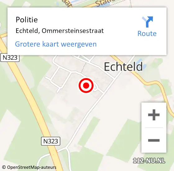 Locatie op kaart van de 112 melding: Politie Echteld, Ommersteinsestraat op 20 september 2020 14:24