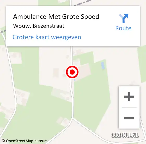 Locatie op kaart van de 112 melding: Ambulance Met Grote Spoed Naar Wouw, Biezenstraat op 19 mei 2014 15:54