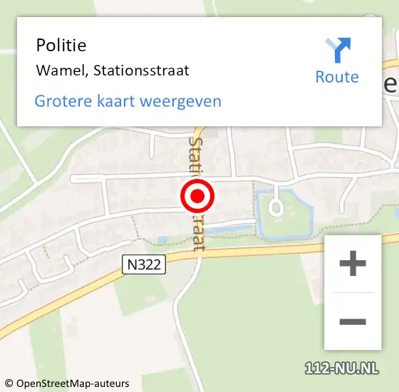 Locatie op kaart van de 112 melding: Politie Wamel, Stationsstraat op 20 september 2020 15:12