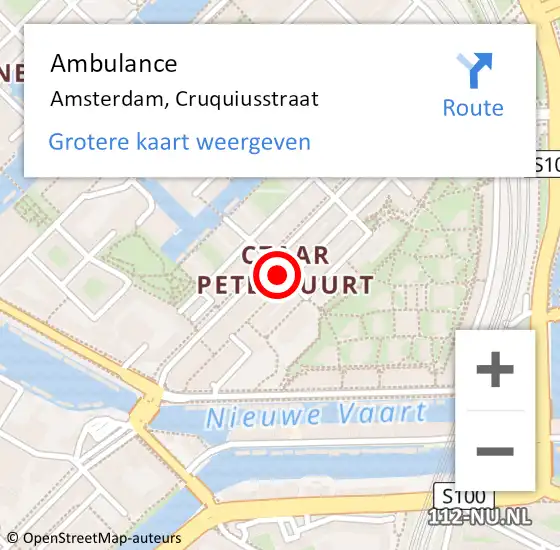 Locatie op kaart van de 112 melding: Ambulance Amsterdam, Cruquiusstraat op 20 september 2020 15:14