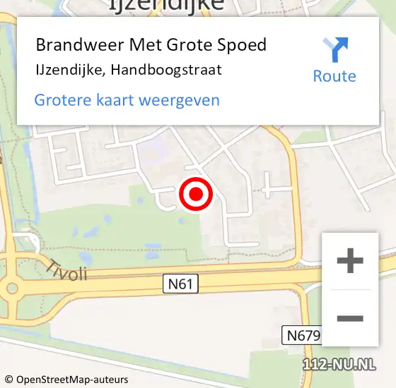 Locatie op kaart van de 112 melding: Brandweer Met Grote Spoed Naar IJzendijke, Handboogstraat op 19 mei 2014 15:56