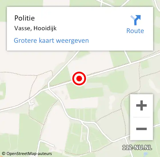 Locatie op kaart van de 112 melding: Politie Vasse, Hooidijk op 20 september 2020 16:01