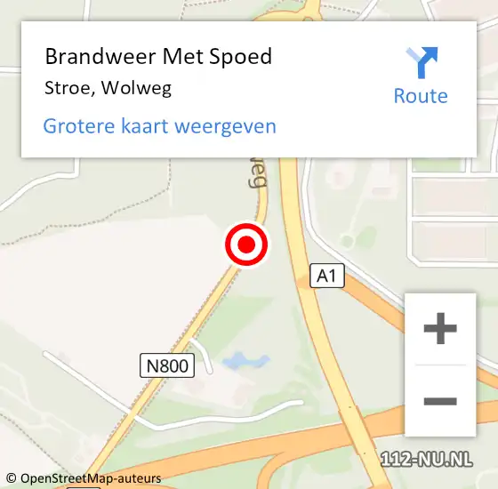 Locatie op kaart van de 112 melding: Brandweer Met Spoed Naar Stroe, Wolweg op 20 september 2020 16:31