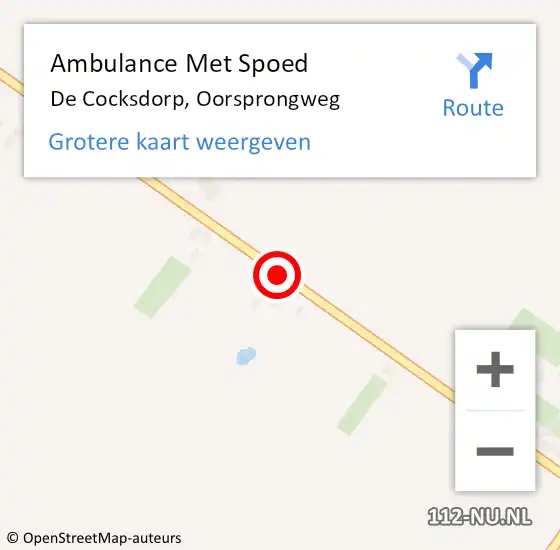 Locatie op kaart van de 112 melding: Ambulance Met Spoed Naar De Cocksdorp, Oorsprongweg op 20 september 2020 16:47