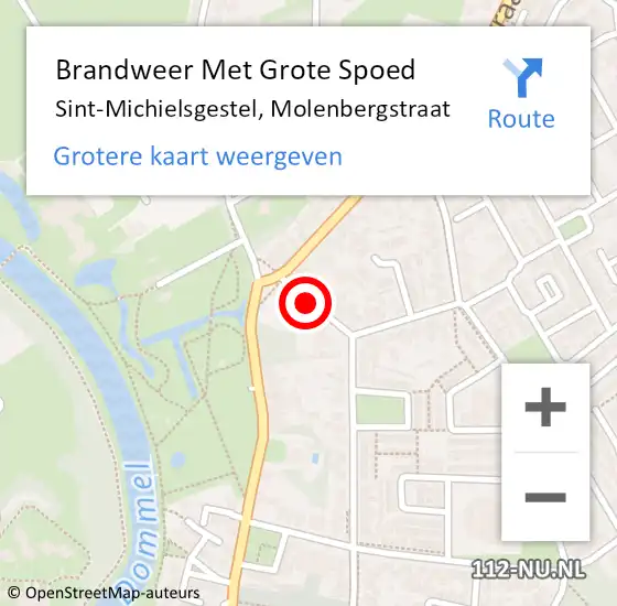 Locatie op kaart van de 112 melding: Brandweer Met Grote Spoed Naar Sint-Michielsgestel, Molenbergstraat op 20 september 2020 16:53