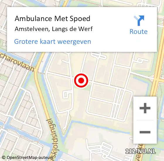 Locatie op kaart van de 112 melding: Ambulance Met Spoed Naar Amstelveen, Langs de Werf op 20 september 2020 17:43