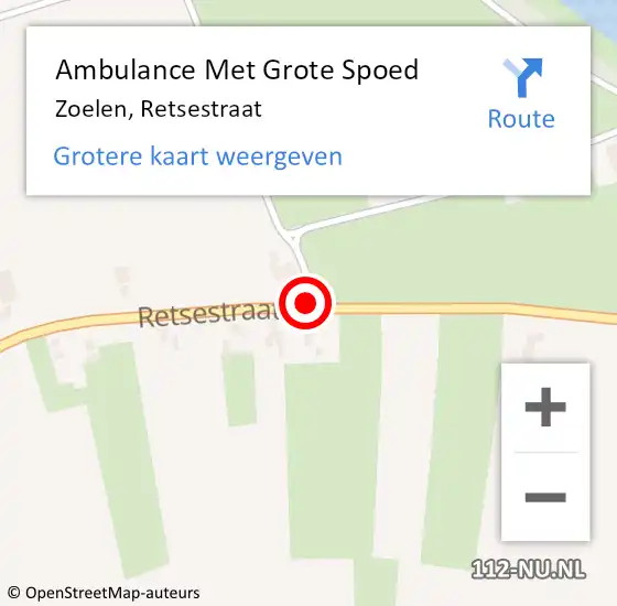 Locatie op kaart van de 112 melding: Ambulance Met Grote Spoed Naar Zoelen, Retsestraat op 20 september 2020 17:49