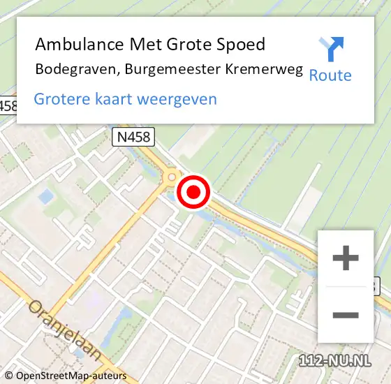 Locatie op kaart van de 112 melding: Ambulance Met Grote Spoed Naar Bodegraven, Burgemeester Kremerweg op 20 september 2020 18:27