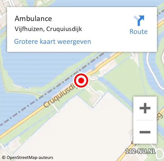 Locatie op kaart van de 112 melding: Ambulance Vijfhuizen, Cruquiusdijk op 20 september 2020 18:57