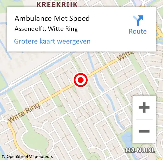 Locatie op kaart van de 112 melding: Ambulance Met Spoed Naar Assendelft, Witte Ring op 20 september 2020 20:30