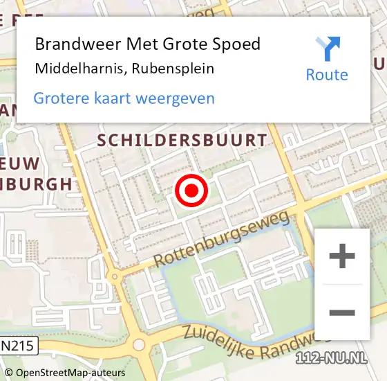 Locatie op kaart van de 112 melding: Brandweer Met Grote Spoed Naar Middelharnis, Rubensplein op 20 september 2020 21:01