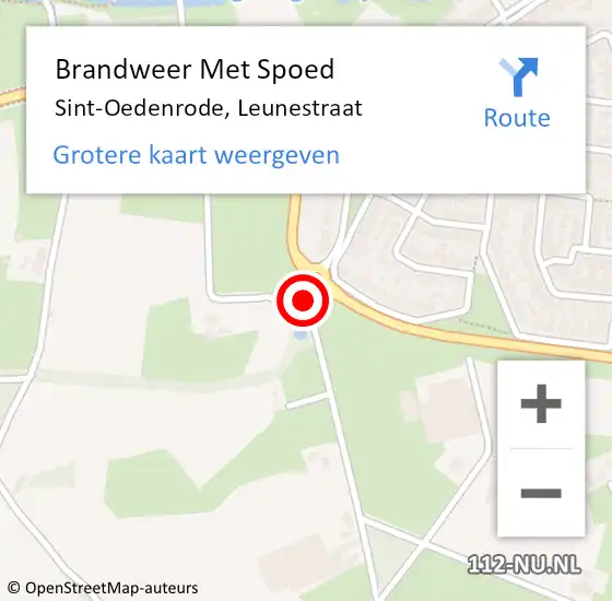 Locatie op kaart van de 112 melding: Brandweer Met Spoed Naar Sint-Oedenrode, Leunestraat op 20 september 2020 22:10