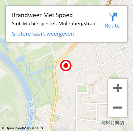 Locatie op kaart van de 112 melding: Brandweer Met Spoed Naar Sint-Michielsgestel, Molenbergstraat op 21 september 2020 00:28