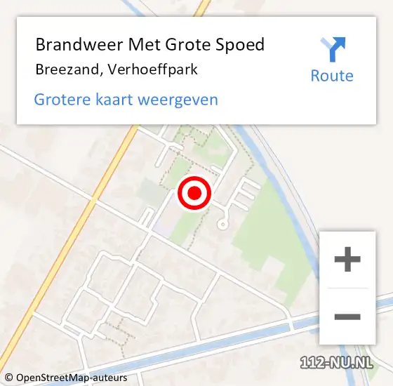 Locatie op kaart van de 112 melding: Brandweer Met Grote Spoed Naar Breezand, Verhoeffpark op 21 september 2020 00:33