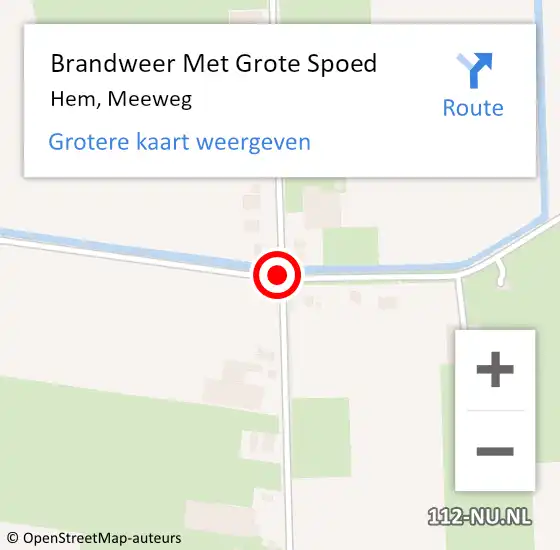 Locatie op kaart van de 112 melding: Brandweer Met Grote Spoed Naar Hem, Meeweg op 21 september 2020 00:52