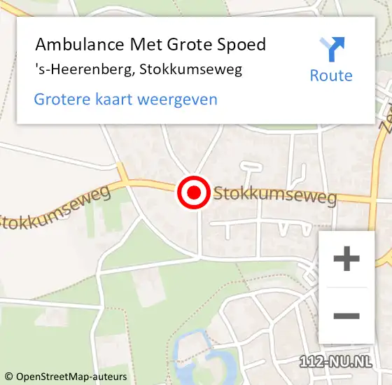 Locatie op kaart van de 112 melding: Ambulance Met Grote Spoed Naar 's-Heerenberg, Stokkumseweg op 21 september 2020 07:33