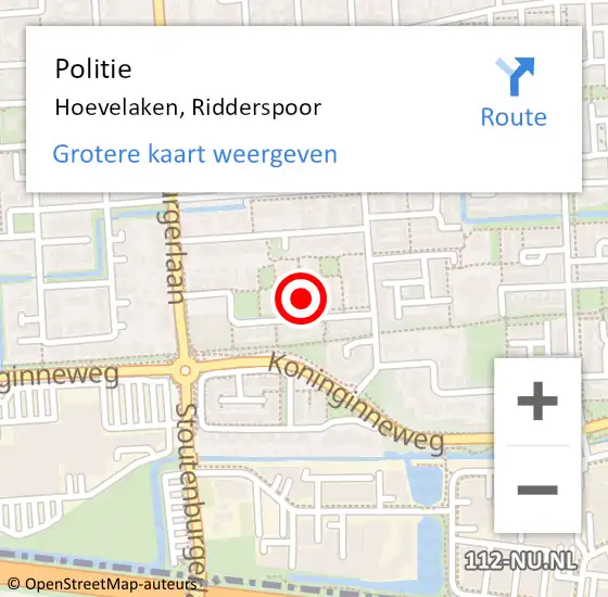 Locatie op kaart van de 112 melding: Politie Hoevelaken, Ridderspoor op 19 mei 2014 16:52