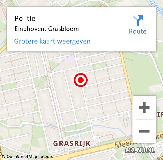 Locatie op kaart van de 112 melding: Politie Eindhoven, Grasbloem op 21 september 2020 08:14