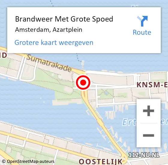 Locatie op kaart van de 112 melding: Brandweer Met Grote Spoed Naar Amsterdam, Azartplein op 21 september 2020 09:08