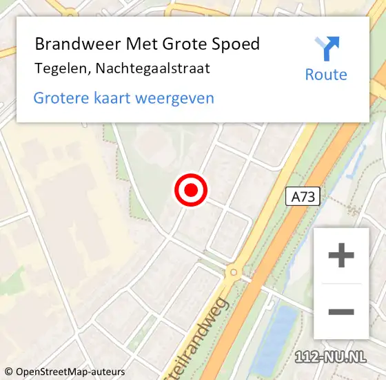 Locatie op kaart van de 112 melding: Brandweer Met Grote Spoed Naar Tegelen, Nachtegaalstraat op 21 september 2020 10:52