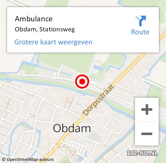 Locatie op kaart van de 112 melding: Ambulance Obdam, Stationsweg op 21 september 2020 11:08