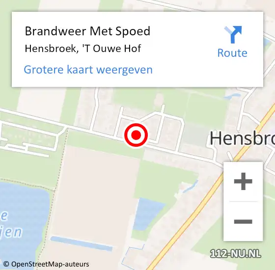 Locatie op kaart van de 112 melding: Brandweer Met Spoed Naar Hensbroek, 'T Ouwe Hof op 21 september 2020 11:13