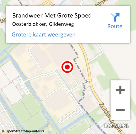 Locatie op kaart van de 112 melding: Brandweer Met Grote Spoed Naar Oosterblokker, Gildenweg op 21 september 2020 11:39