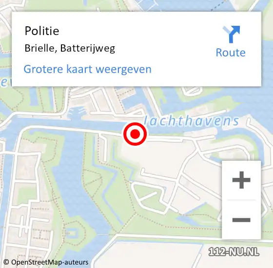 Locatie op kaart van de 112 melding: Politie Brielle, Batterijweg op 21 september 2020 11:54