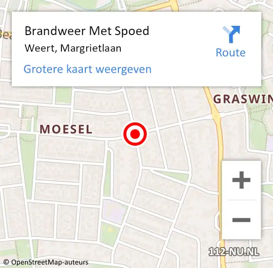 Locatie op kaart van de 112 melding: Brandweer Met Spoed Naar Weert, Margrietlaan op 21 september 2020 11:59