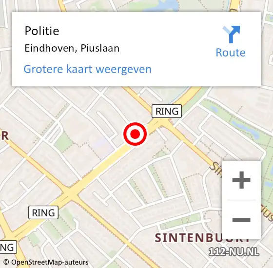 Locatie op kaart van de 112 melding: Politie Eindhoven, Piuslaan op 21 september 2020 13:57