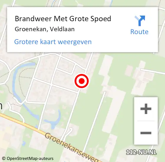 Locatie op kaart van de 112 melding: Brandweer Met Grote Spoed Naar Groenekan, Veldlaan op 21 september 2020 14:09