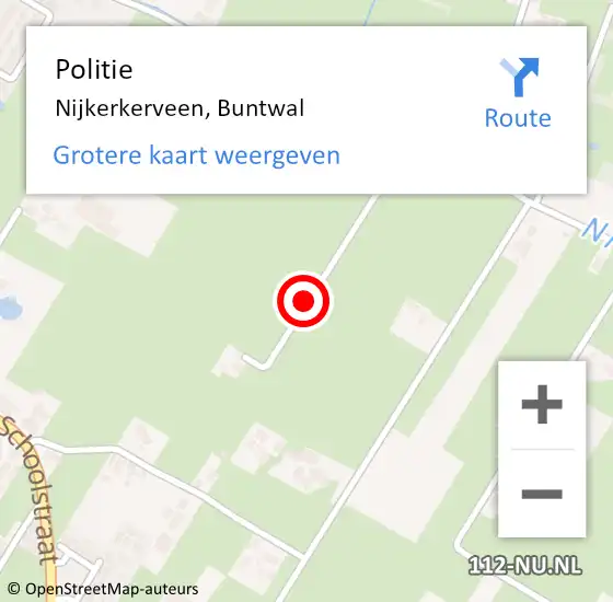 Locatie op kaart van de 112 melding: Politie Nijkerkerveen, Buntwal op 21 september 2020 14:45