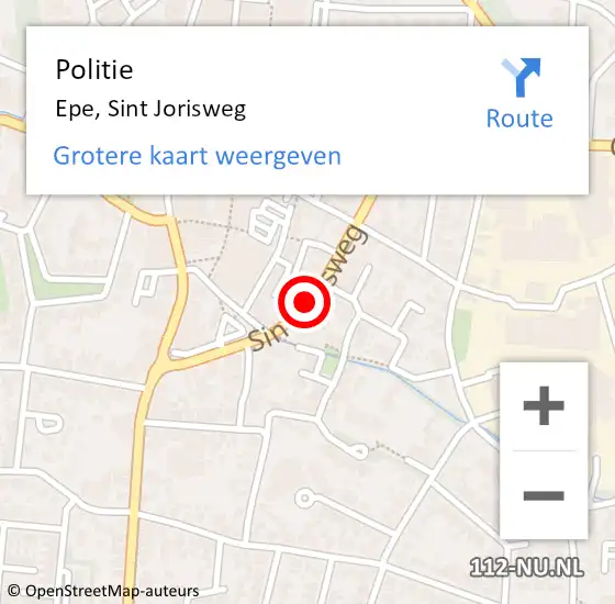 Locatie op kaart van de 112 melding: Politie Epe, Sint Jorisweg op 21 september 2020 14:55