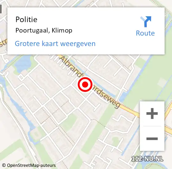 Locatie op kaart van de 112 melding: Politie Poortugaal, Klimop op 21 september 2020 15:09