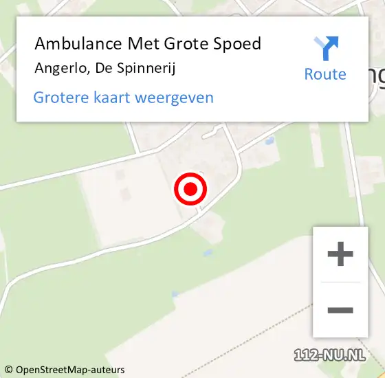 Locatie op kaart van de 112 melding: Ambulance Met Grote Spoed Naar Angerlo, De Spinnerij op 21 september 2020 15:19