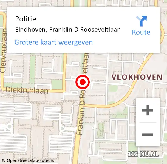 Locatie op kaart van de 112 melding: Politie Eindhoven, Franklin D Rooseveltlaan op 21 september 2020 15:39