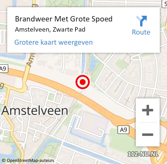 Locatie op kaart van de 112 melding: Brandweer Met Grote Spoed Naar Amstelveen, Zwarte Pad op 21 september 2020 15:45