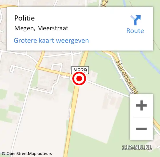 Locatie op kaart van de 112 melding: Politie Megen, Meerstraat op 21 september 2020 16:15
