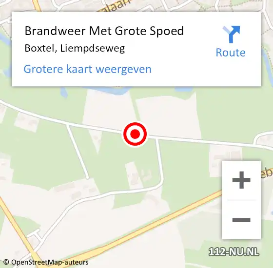 Locatie op kaart van de 112 melding: Brandweer Met Grote Spoed Naar Boxtel, Liempdseweg op 21 september 2020 16:19