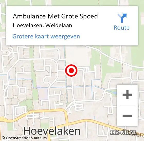 Locatie op kaart van de 112 melding: Ambulance Met Grote Spoed Naar Hoevelaken, Weidelaan op 21 september 2020 16:36