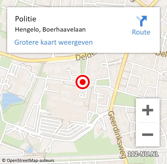 Locatie op kaart van de 112 melding: Politie Hengelo, Boerhaavelaan op 21 september 2020 17:09