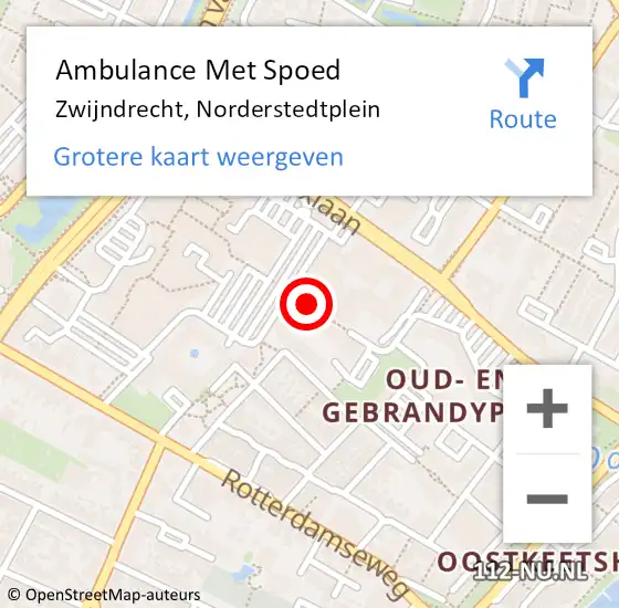 Locatie op kaart van de 112 melding: Ambulance Met Spoed Naar Zwijndrecht, Norderstedtplein op 21 september 2020 17:14